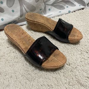 Stuart Weitzman Tortoise Patent Leather Wedges